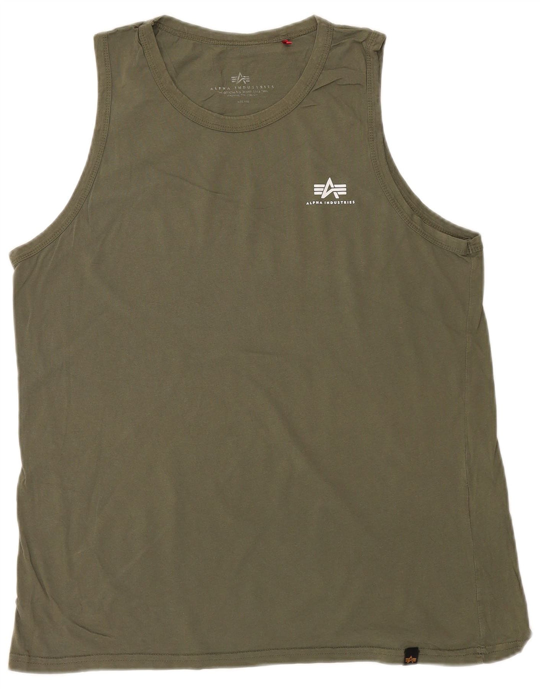 ALPHA INDUSTRIES Mens Slim Vest Top 2XL Khaki Cotton