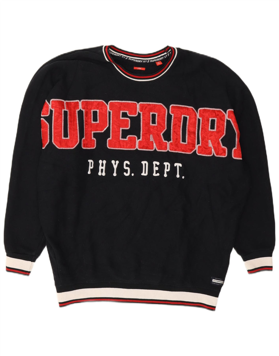 SUPERDRY Womens Graphic Oversized Sweatshirt Jumper UK 14 Large Navy Blue