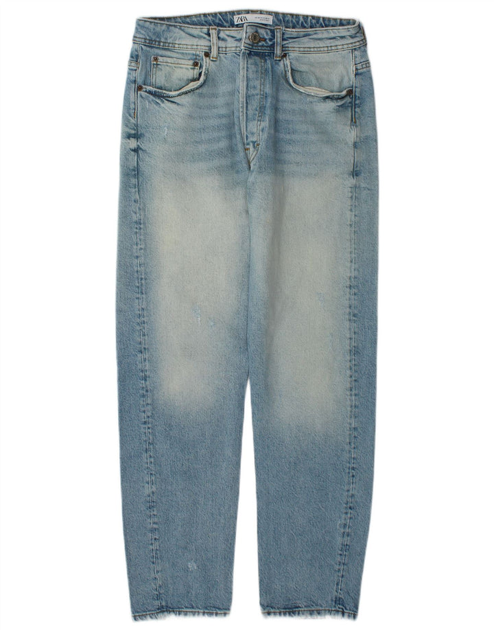 Zara Herren Distressed Straight Jeans EU 40 Medium W31 L29 Blaue Baumwolle