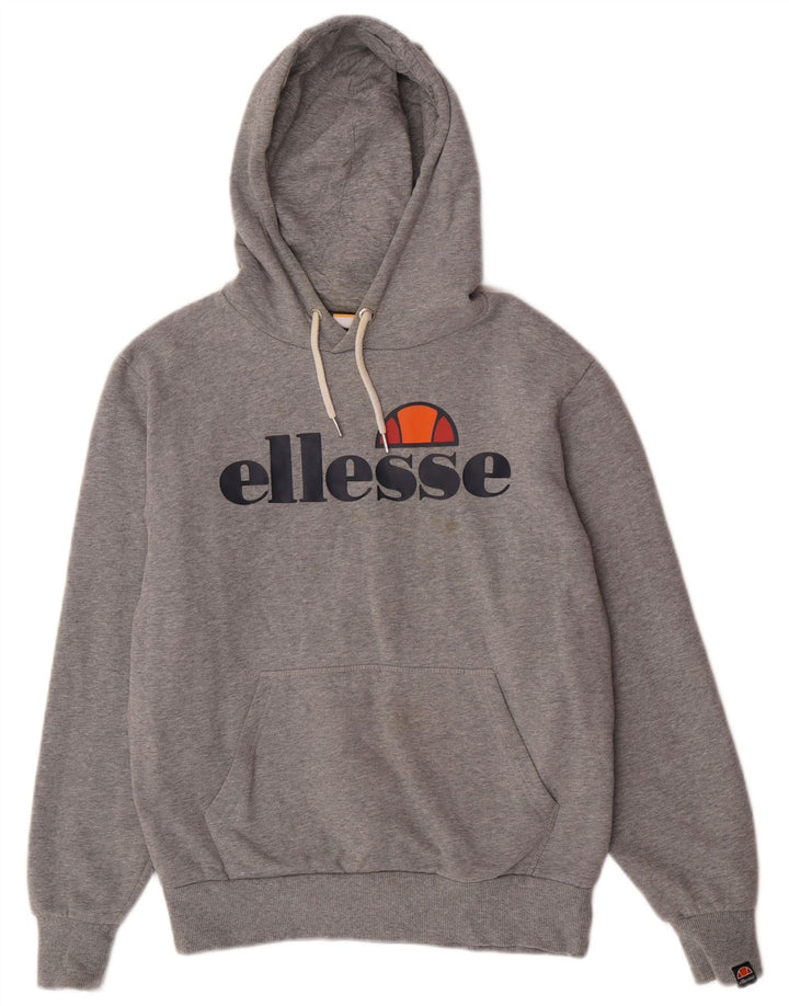 Ellesse Herren-Kapuzenpullover mit Grafik, mittelgraue Baumwolle