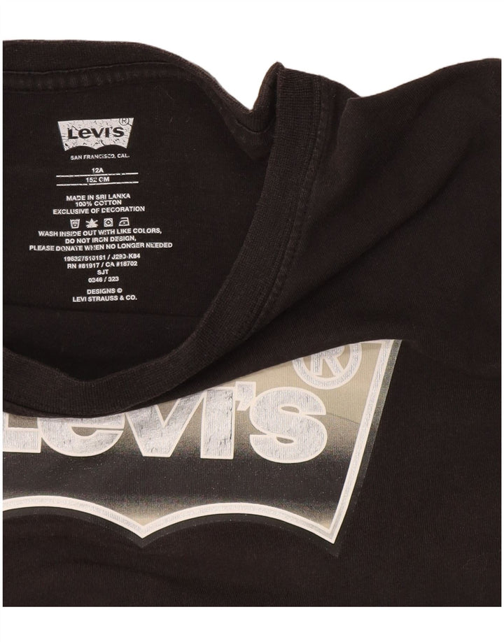 Levi's Jungen-T-Shirt mit Grafik, 11–12 Jahre, schwarze Baumwolle