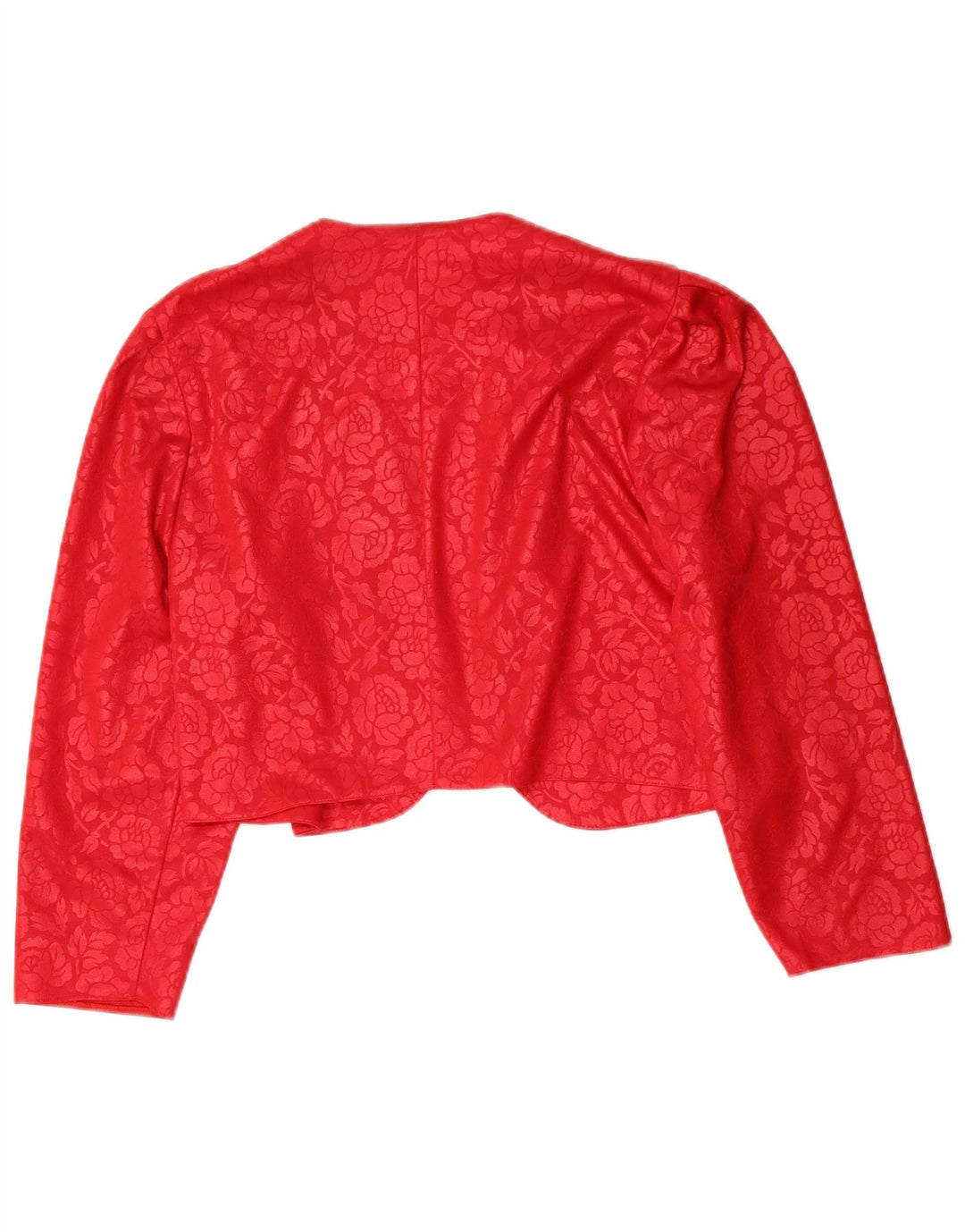 C&A Damen-Bolero-Oberteil, EU 38, Mittelrotes, geblümtes Polyester