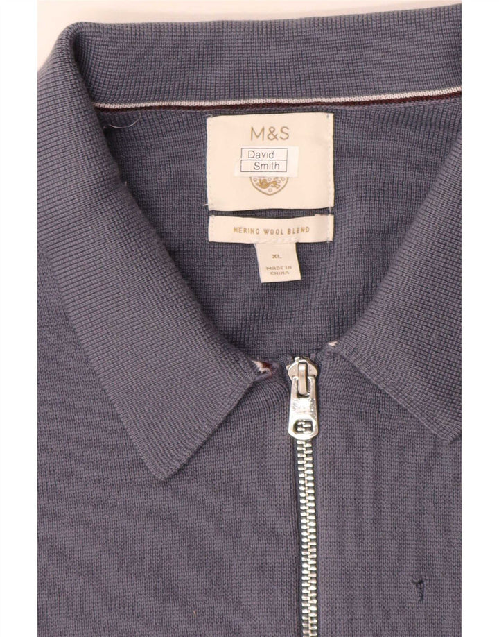 Marks & Spencer Herren Strickjacke XL Blaue Merinowolle