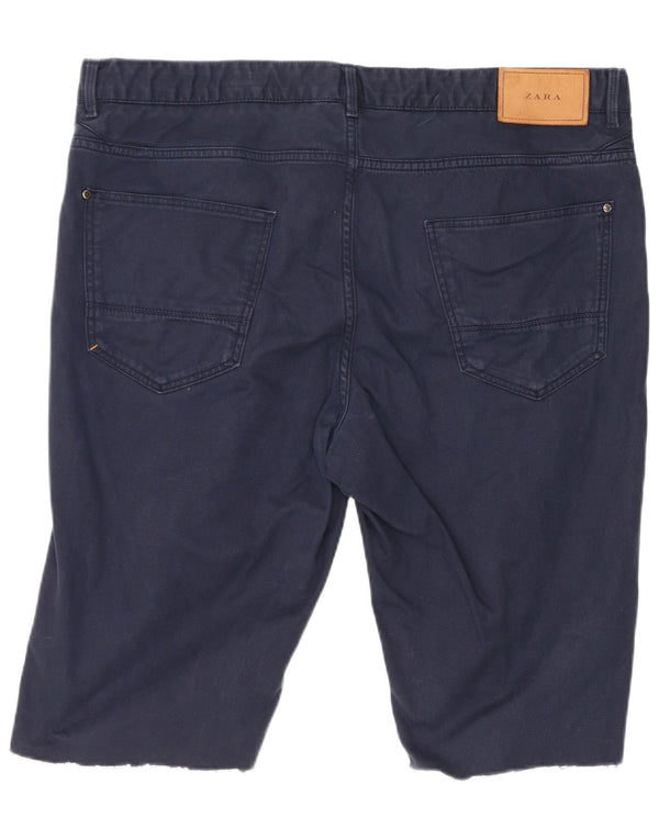 Zara Mens Casual Shorts EU 46 XL W36 Navy Blue Cotton