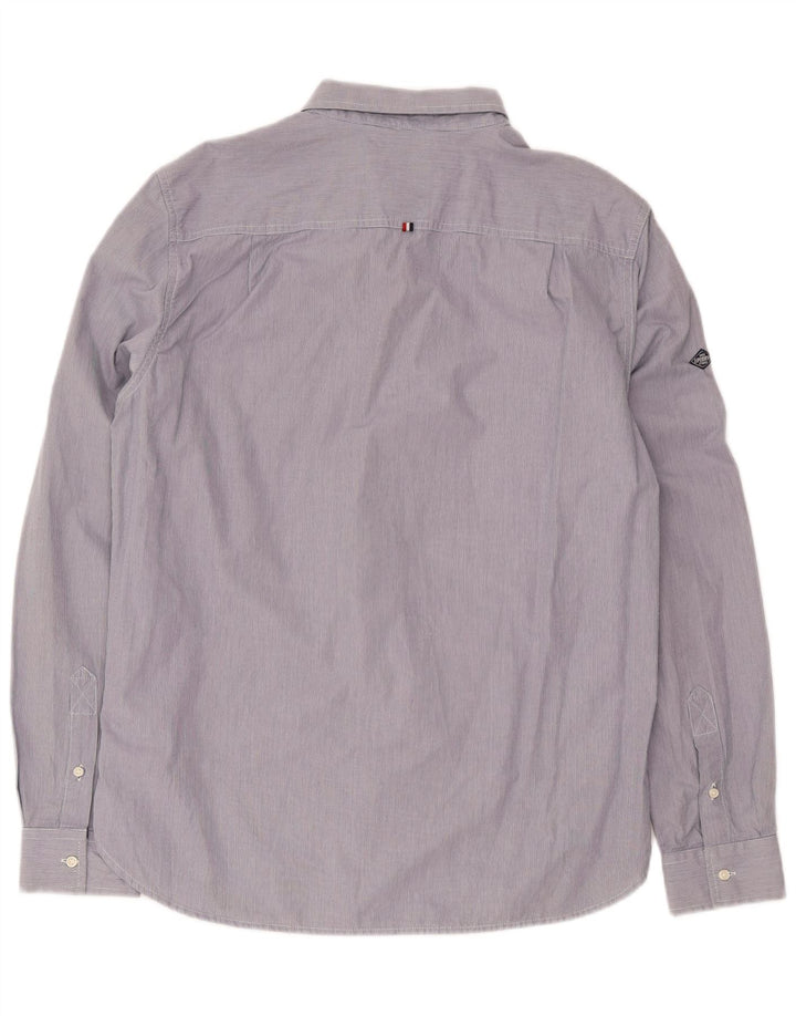 Superdry Herren-Hemd XL aus marineblauer Nadelstreifen-Baumwolle