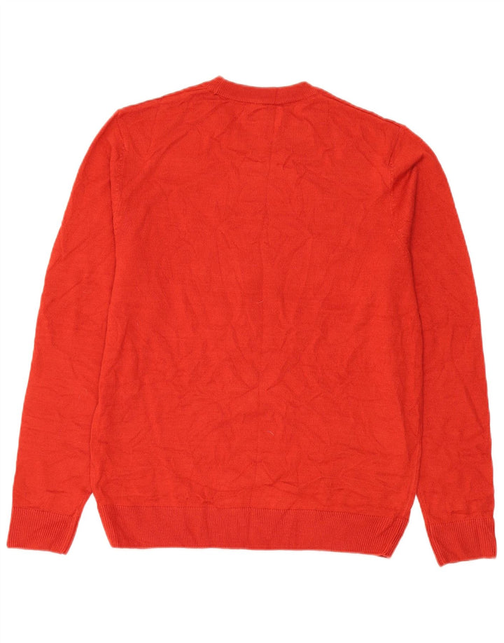 Marks & Spencer Herren-Pullover mit grafischem Rundhalsausschnitt, mittelrot, Weihnachten
