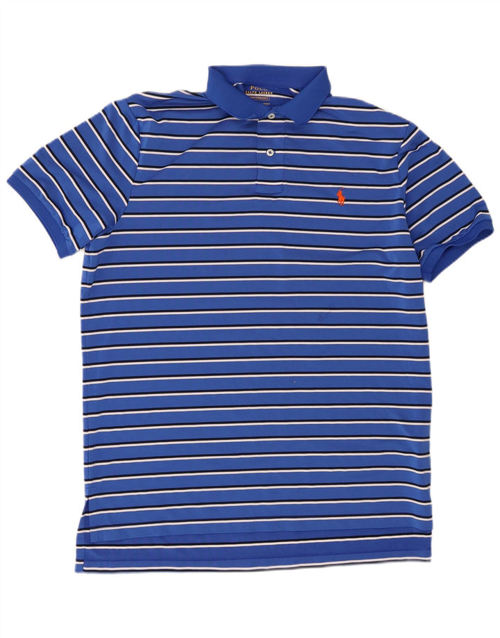 Polo Ralph Lauren Herrenhemd XL Blau gestreift Polyester
