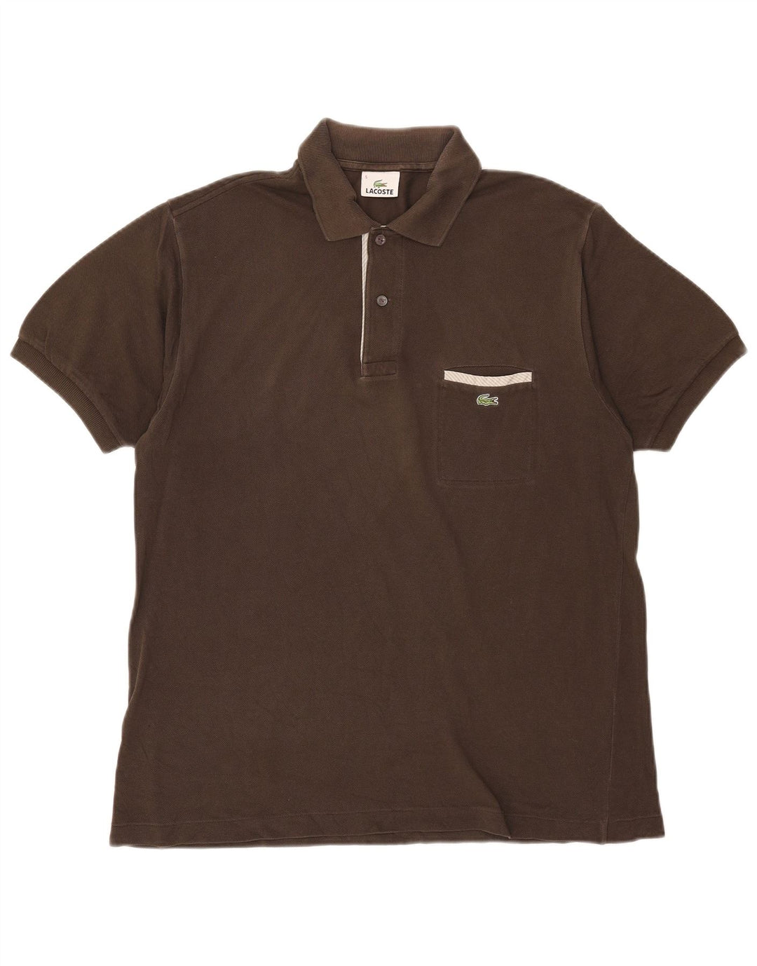 Lacoste Herren-Poloshirt, Größe 5, groß, braune Baumwolle