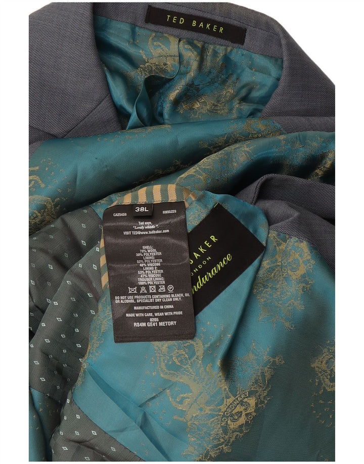 Ted Baker Herren-Blazer mit 2 Knöpfen, UK 38, mittelgraue Wolle