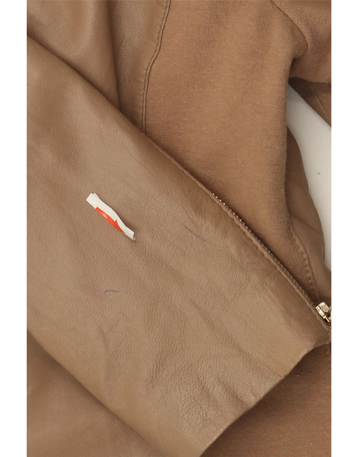 Liu Jo Damen Leder Bikerjacke IT 44 Mittelbeiges Leder