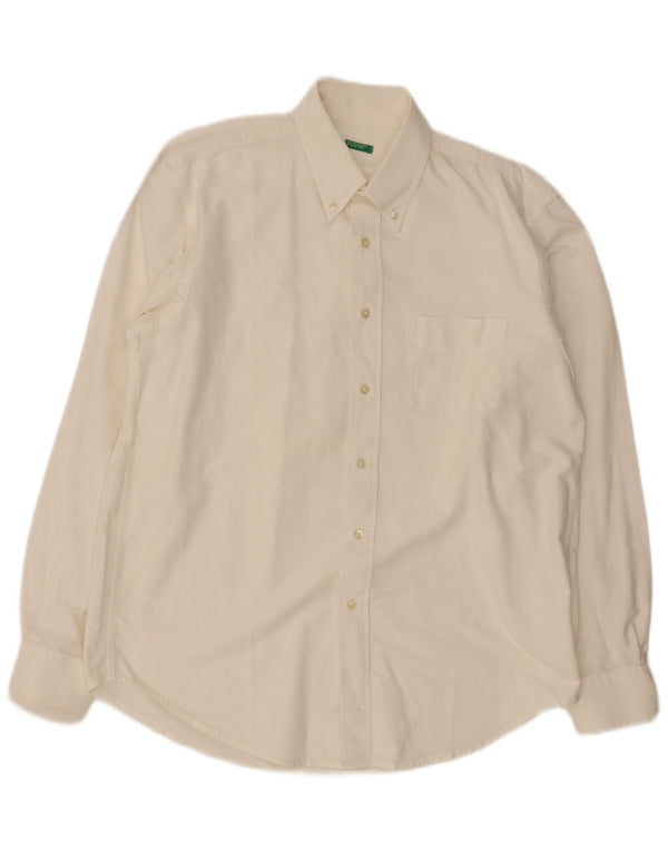 Benetton Herren-Hemd, groß, aus weißer Baumwolle