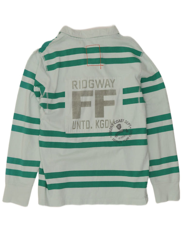 Fat Face Herren-Rugby-Poloshirt mit Grafik, langärmelig, groß, grün gestreift