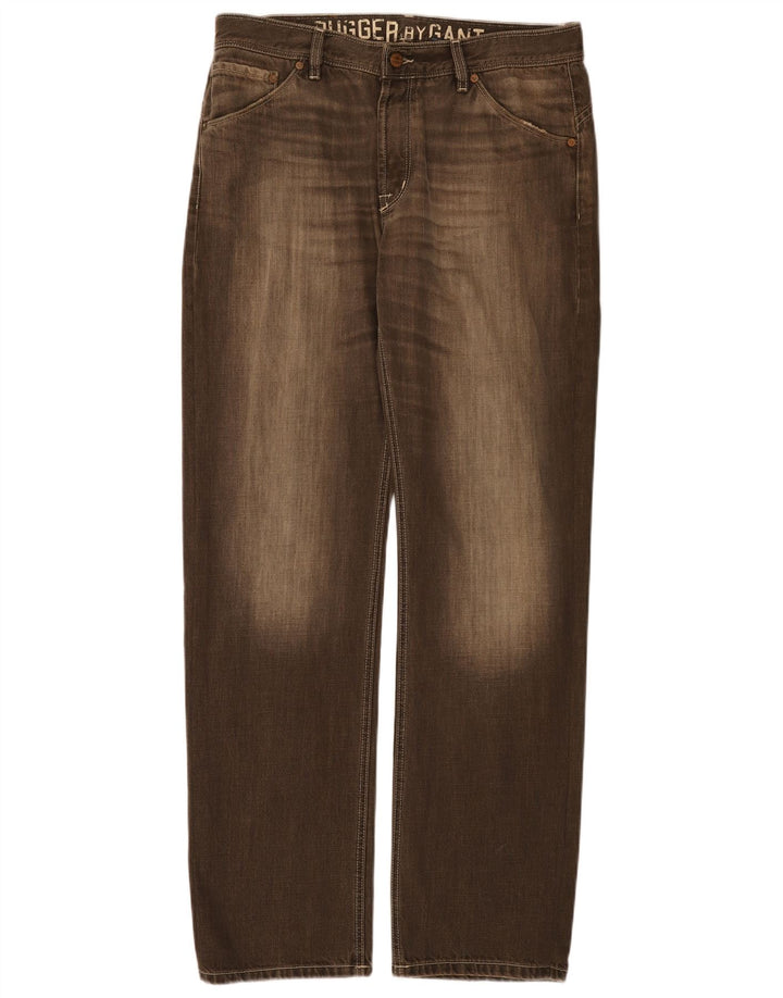 Gant Herren Straight Jeans W34 L34 Braune Baumwolle