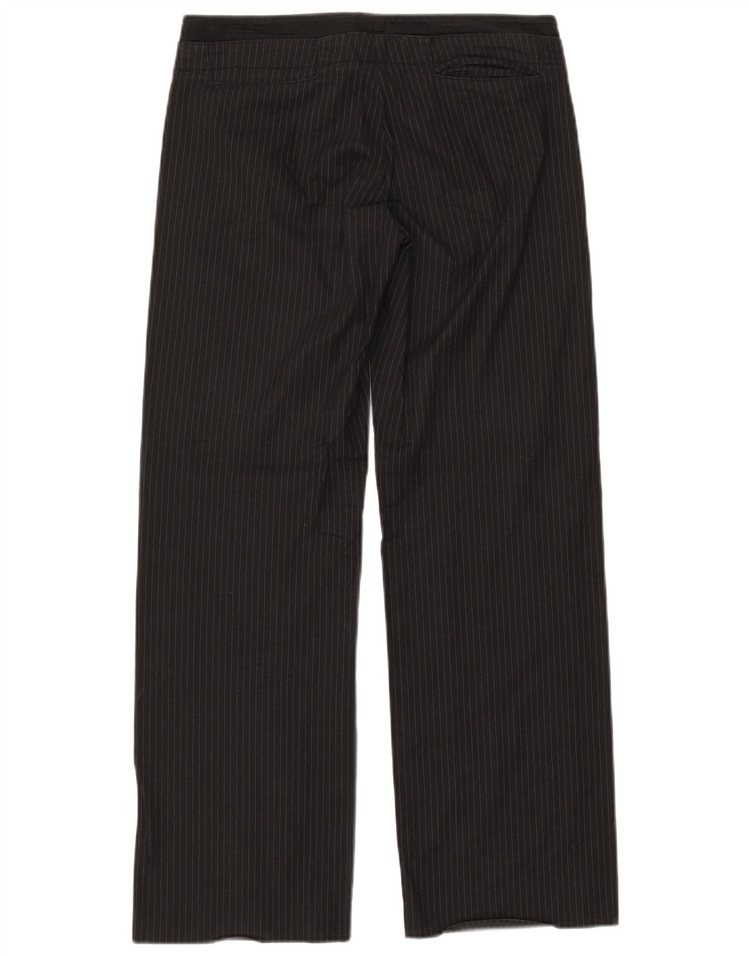 ARMANI Damen gerade Chinohose W32 L30 schwarze Nadelstreifen-Baumwolle