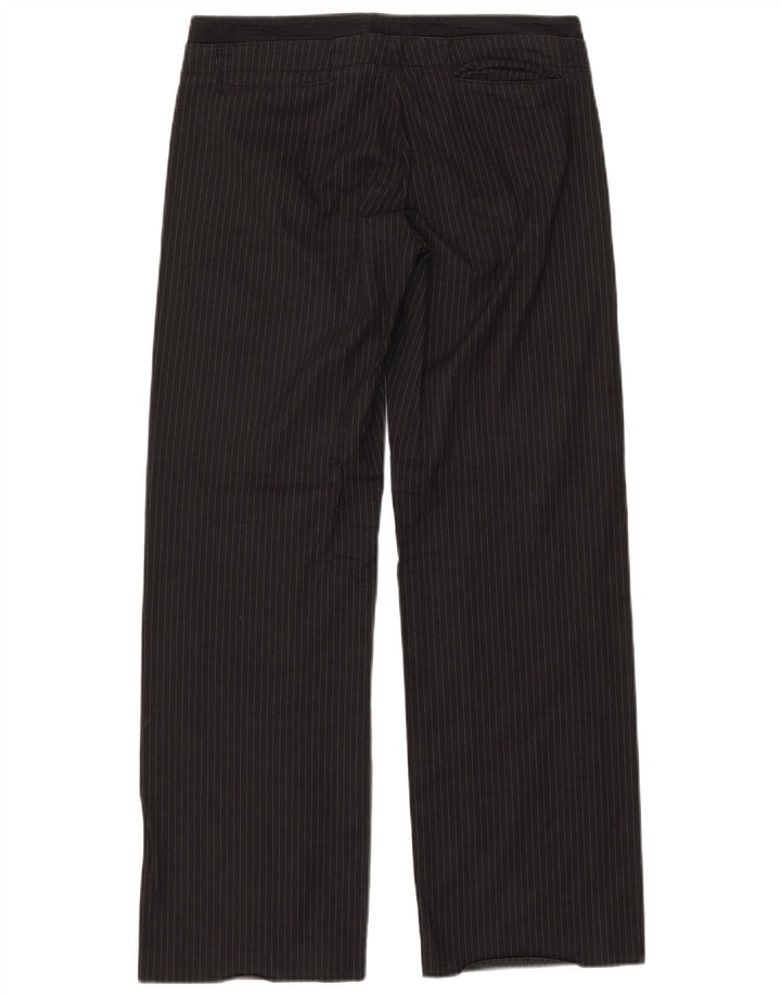 ARMANI Damen gerade Chinohose W32 L30 schwarze Nadelstreifen-Baumwolle