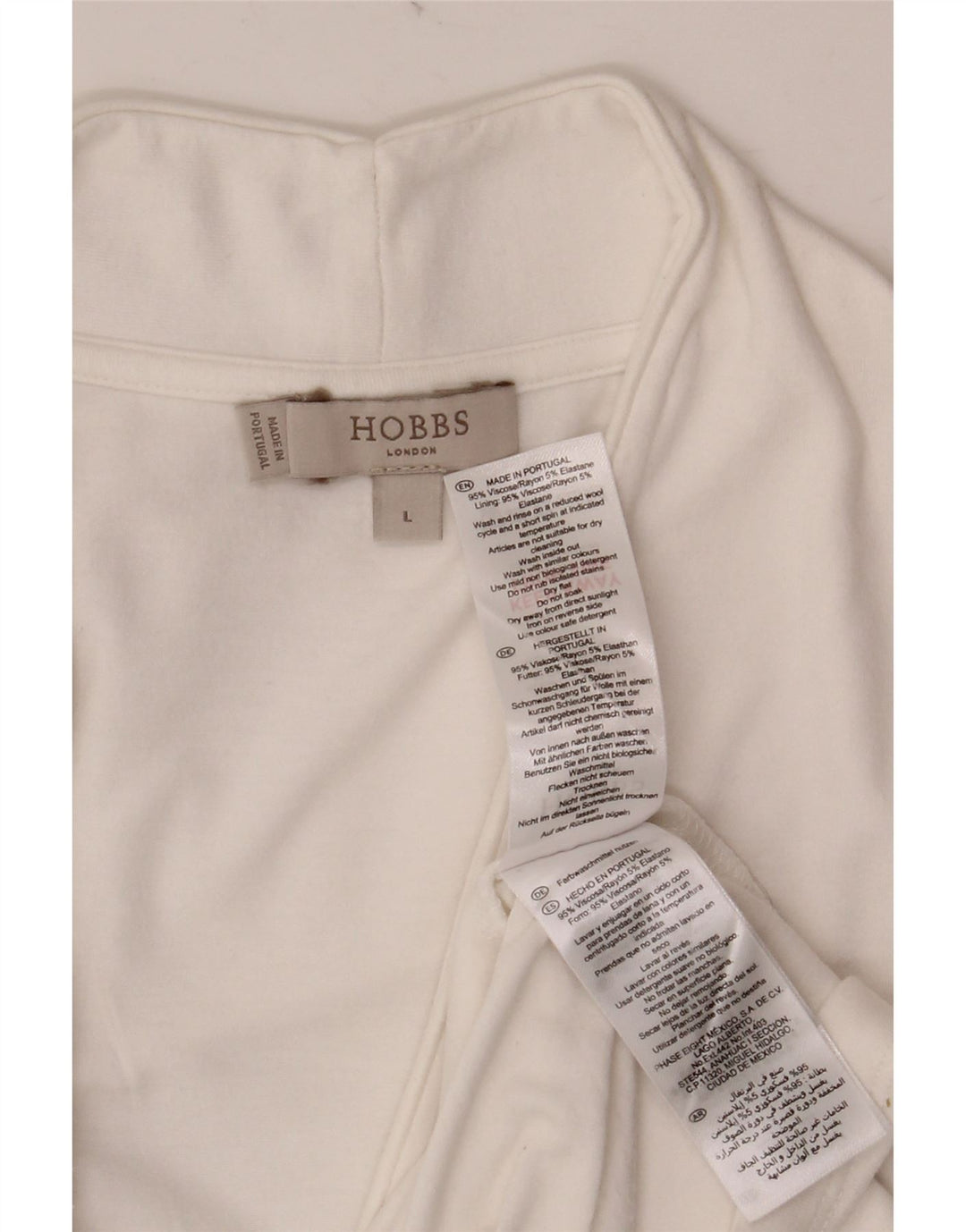 HOBBS Damen Top Langarm UK 14 Large Weiße Viskose