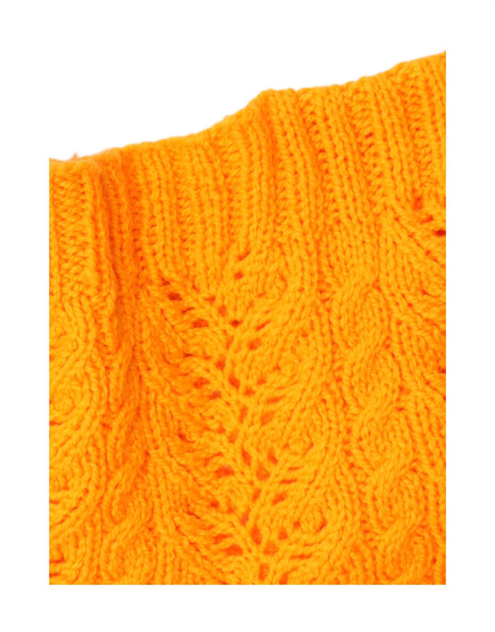 VINTAGE Damen-Pullover mit U-Boot-Ausschnitt, UK 12, Mittelorange