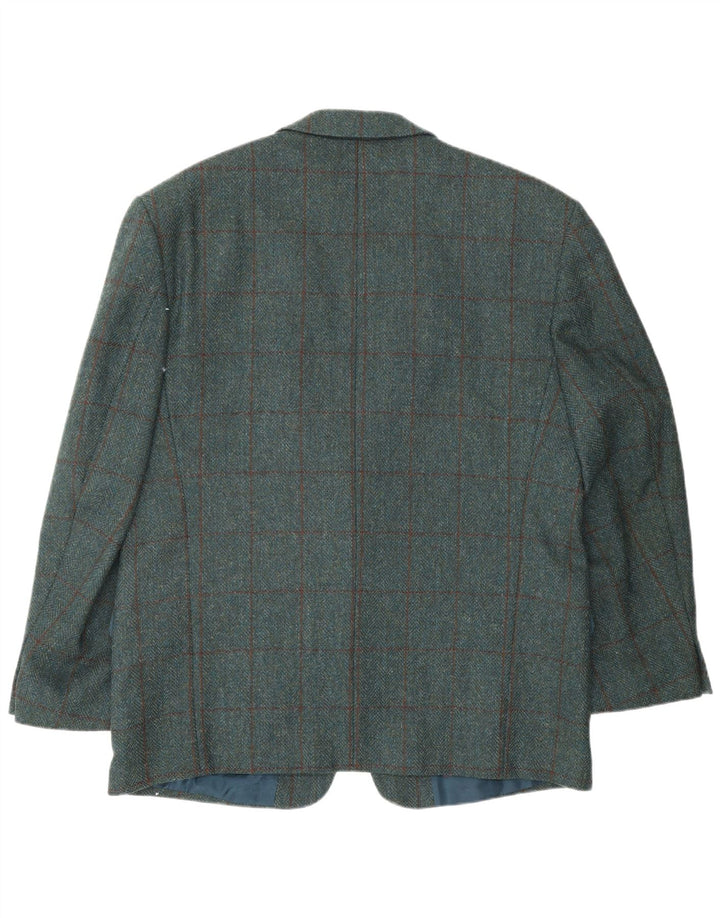 Canda Herren-Blazer mit 2 Knöpfen, Gr. 40, groß, blau kariert, Schurwolle