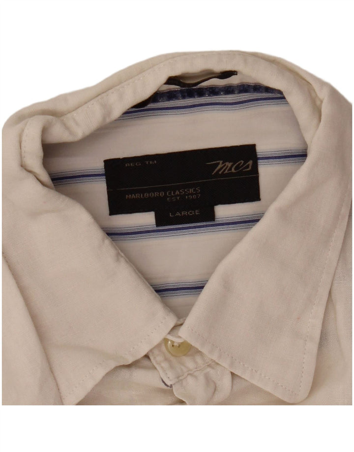 Marlboro Classics Herren-Slim-Fit-Hemd, Größe L, Weiß