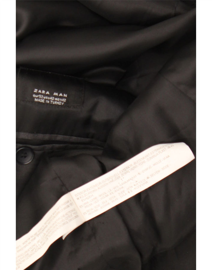 Zara Herren-Blazerjacke mit 2 Knöpfen, EU 52, große schwarze Wolle
