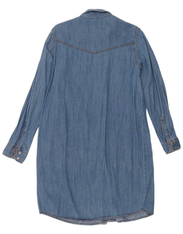 Marks & Spencer Damen Denim-Hemdkleid UK 12 Mittelblaue Baumwolle