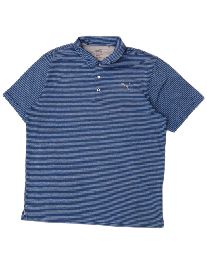 Puma Herren Poloshirt XL Blau gestreift Polyester
