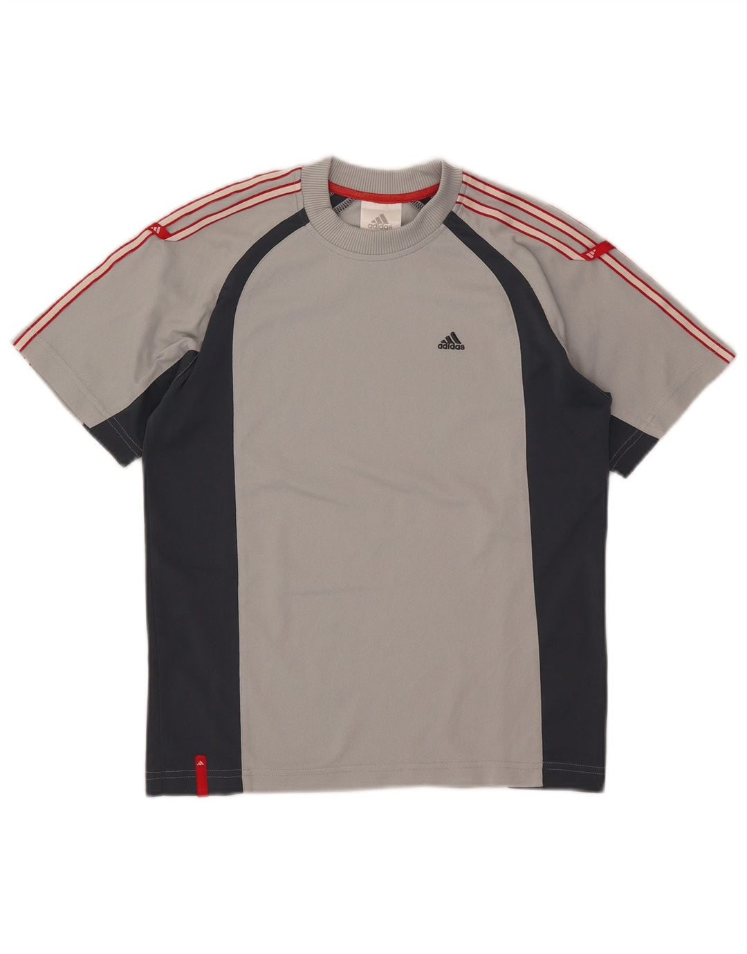 Adidas T-Shirt für Jungen, 11–12 Jahre, graues Colourblock-Polyester