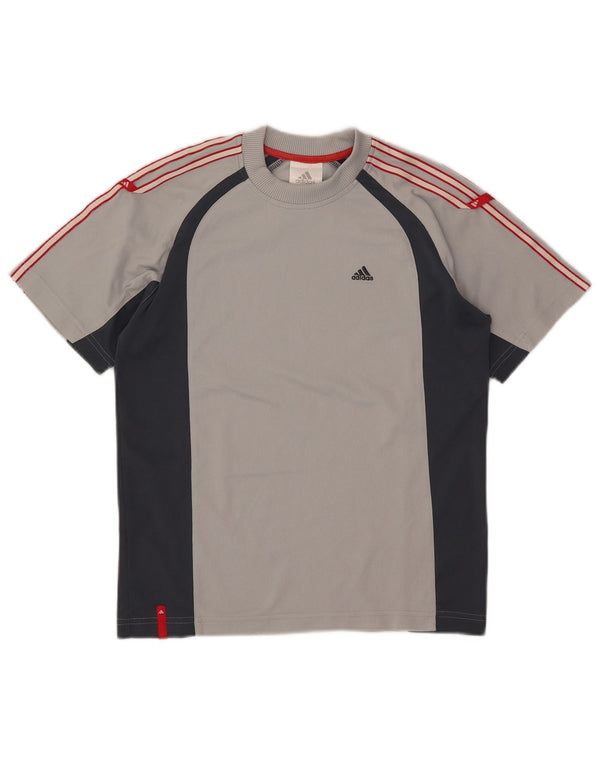 Adidas T-Shirt für Jungen, 11–12 Jahre, graues Colourblock-Polyester