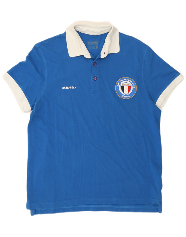Lotto Herren-Poloshirt mit Grafik, XL, Blau, Colourblock-Baumwolle