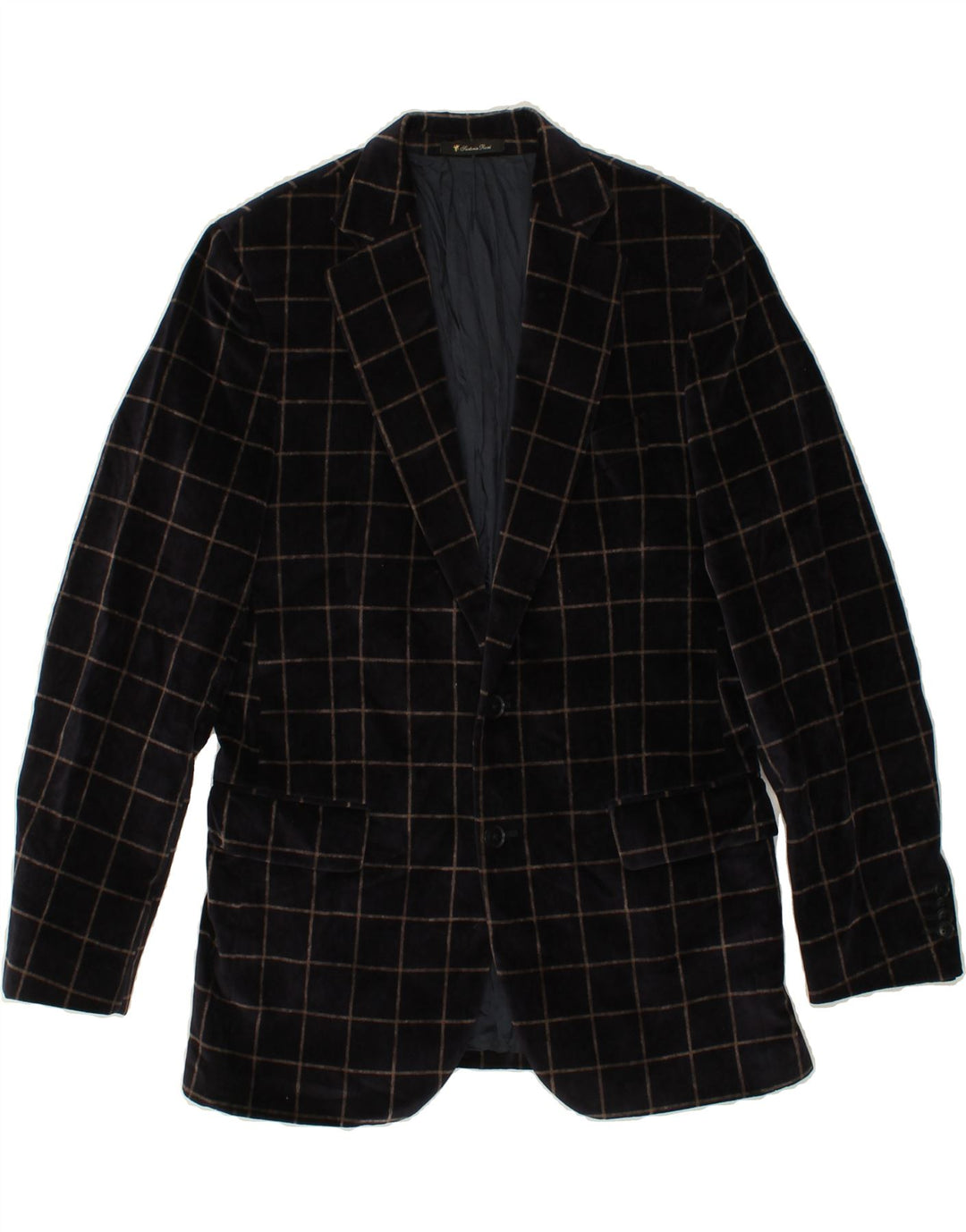ERMENEGILDO ZEGNA Herren 2-Knopf-Blazerjacke IT 46 Small Navy Blue Check