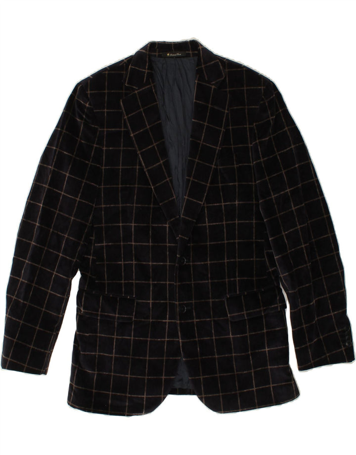 ERMENEGILDO ZEGNA Herren 2-Knopf-Blazerjacke IT 46 Small Navy Blue Check