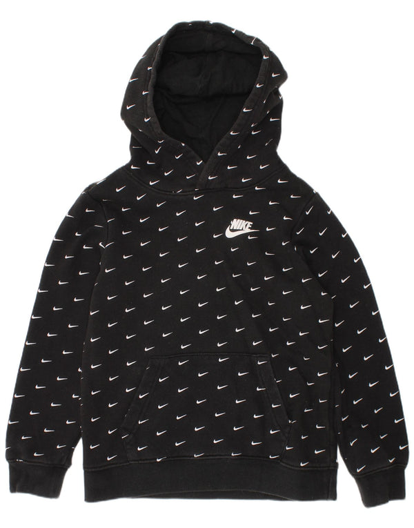 Nike Jungen-Pullover mit grafischem Kapuzenpullover, 6–7 Jahre, groß, schwarze Baumwolle