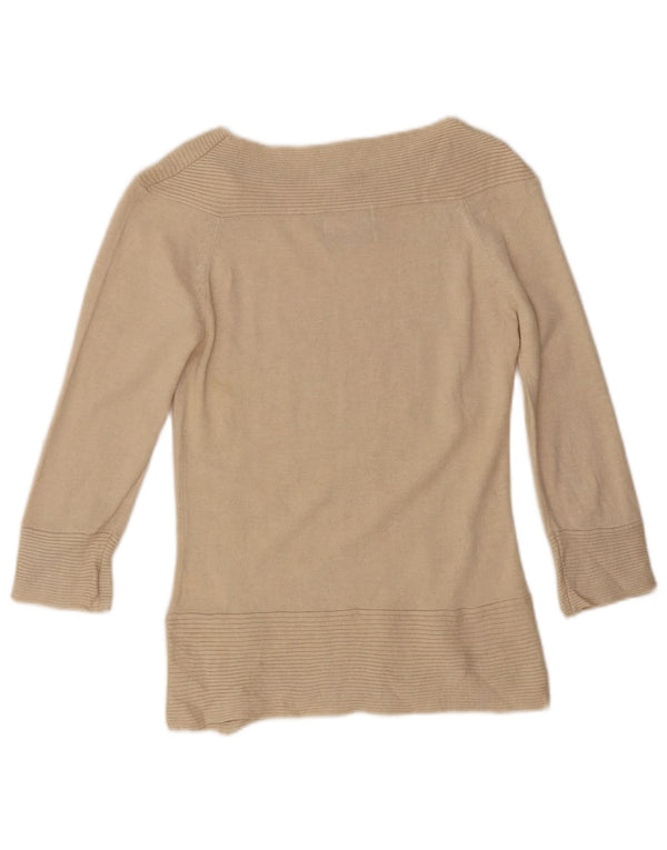 Marks & Spencer Damen-Pullover mit 3/4-Ärmeln und U-Boot-Ausschnitt, Gr. 8, Beige