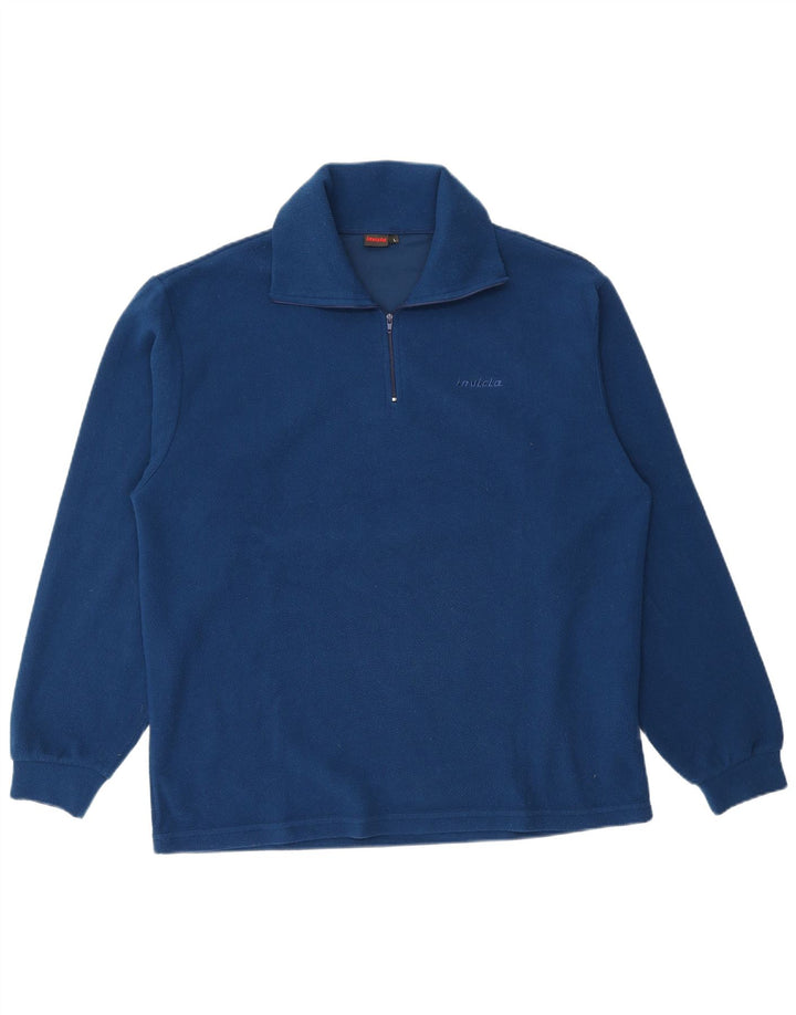 Invicta Herren-Fleecepullover mit Reißverschluss am Hals, großes, blaues Polyester