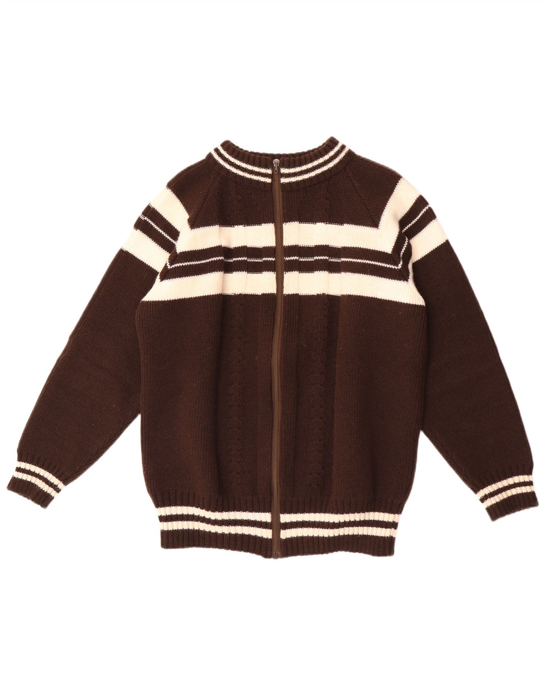 Vintage Herren Cardigan Pullover klein braun gestreift
