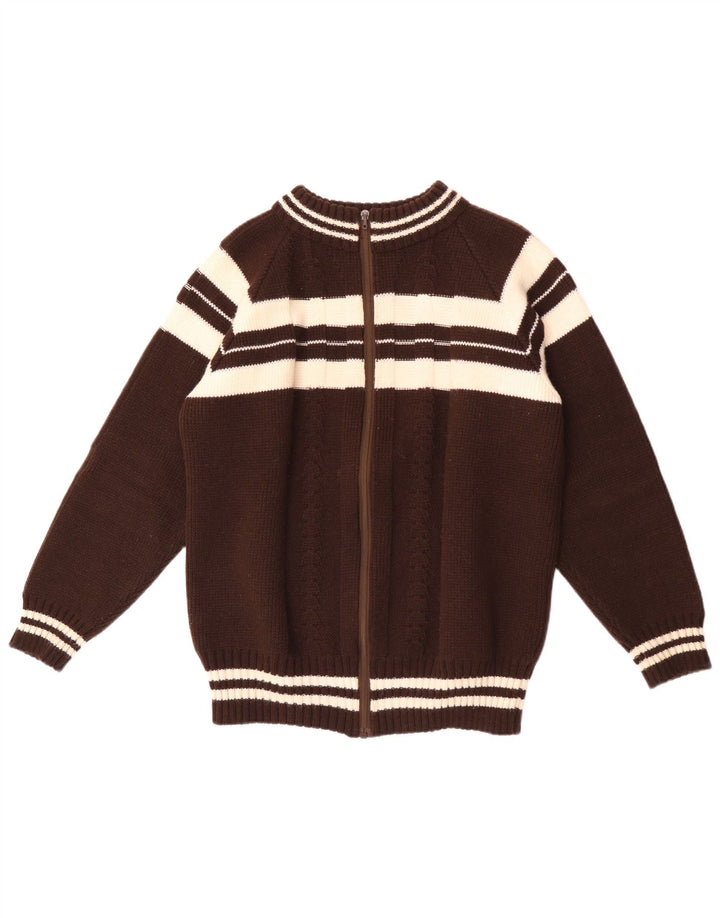 Vintage Herren Cardigan Pullover klein braun gestreift