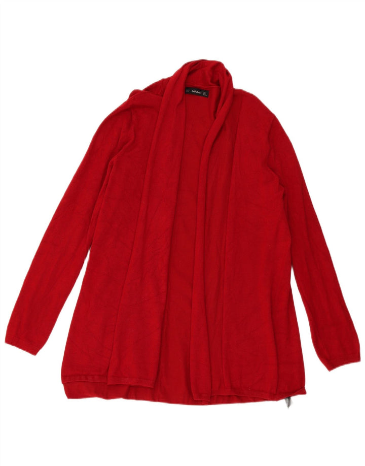 Offener Strickjackenpullover für Damen von Zara, UK 14, Größe L, rote Viskose