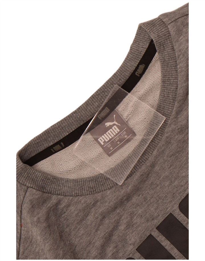 Puma Herren Grafik-Sweatshirt-Pullover aus mittelgrau gesprenkelter Baumwolle