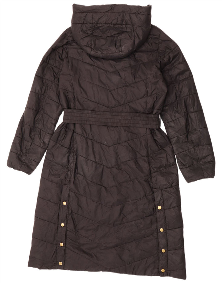 Barbour Wattierte Damenjacke mit Kapuze, Größe 12, schwarzes Polyamid