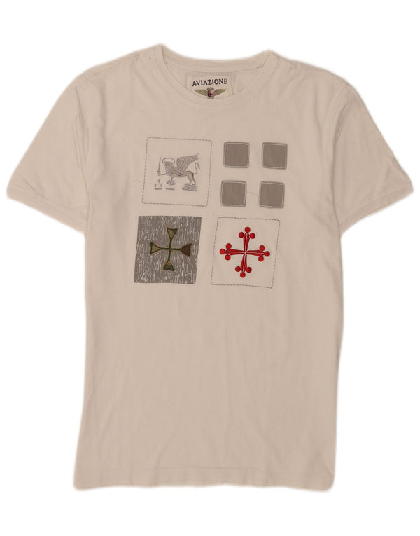 Aviazione Navale Herren-T-Shirt mit Grafik, Größe L, aus weißer Baumwolle