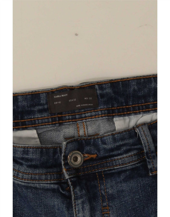 Zara Herren Jeansshorts EU 42 Large W32 Blau
