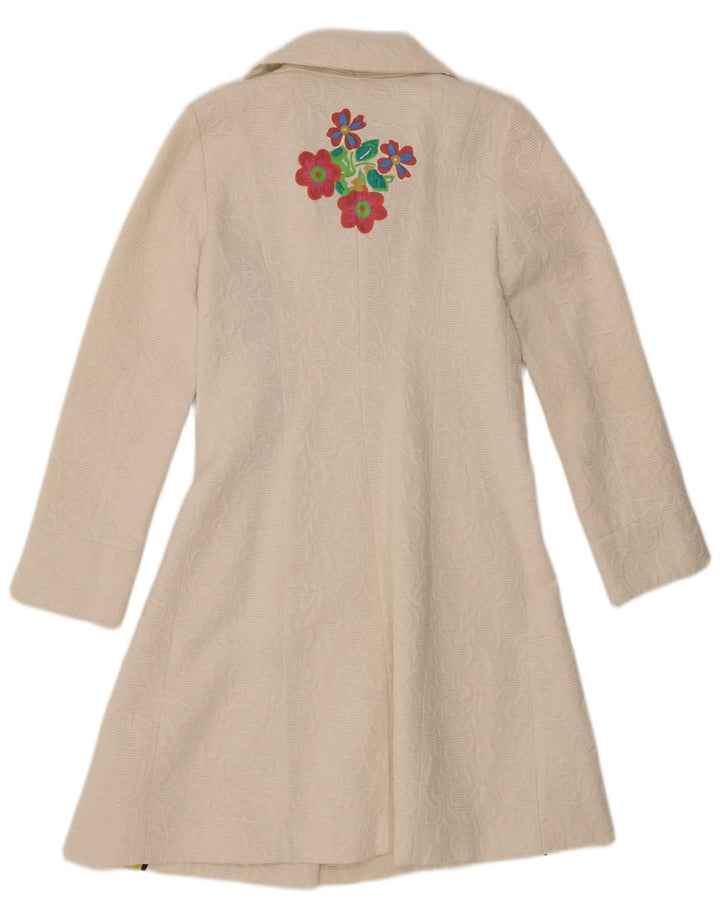 Desigual Damenmantel EU 38 Mittelweiße, geblümte Baumwolle