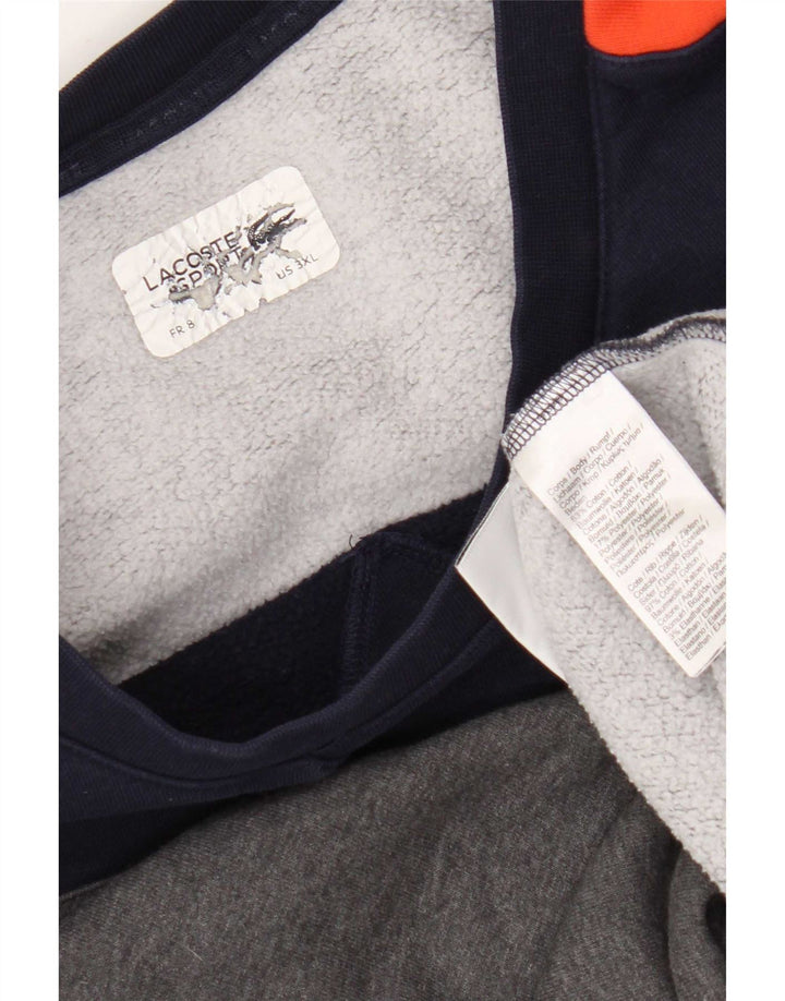 Lacoste Herren-Sweatshirt-Pullover, Größe 8 3XL, graue Colourblock-Baumwolle