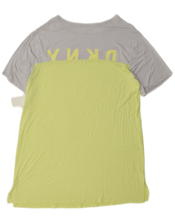 Dkny Damen T-Shirt-Kleid mit Grafik, UK 16, Größe L, Gelb, Farbblock-Rayon