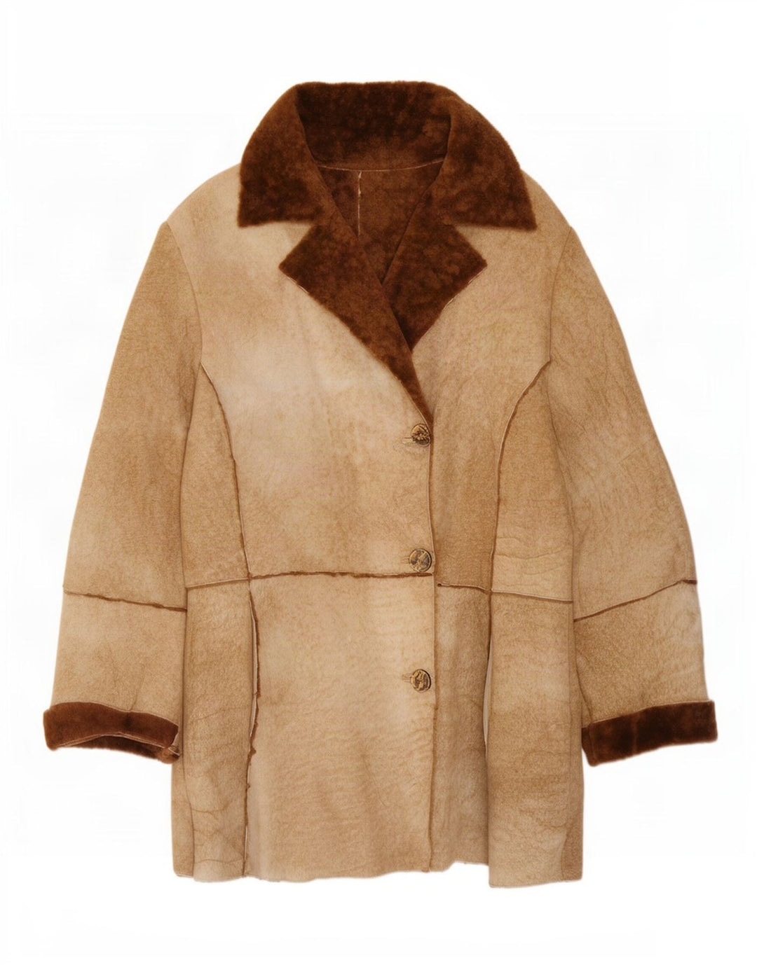 Vintage Damen Lammfelljacke UK 14 Mittelbraun