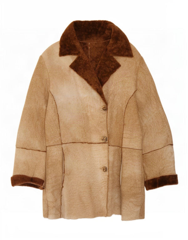 Vintage Damen Lammfelljacke UK 14 Mittelbraun