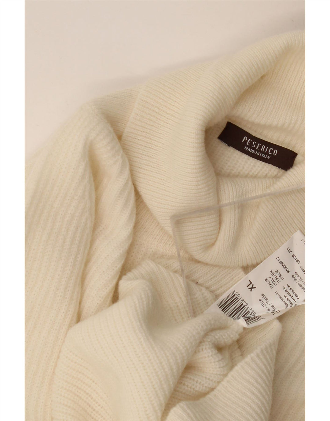 Vintage Herren Rollkragenpullover XL aus weißer Wolle