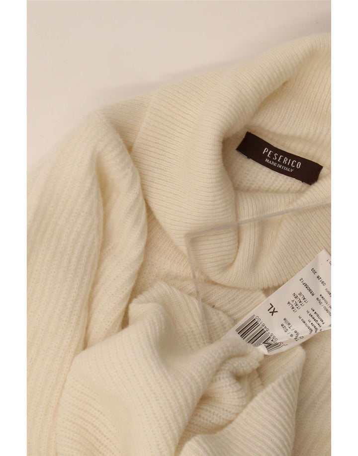 Vintage Herren Rollkragenpullover XL aus weißer Wolle