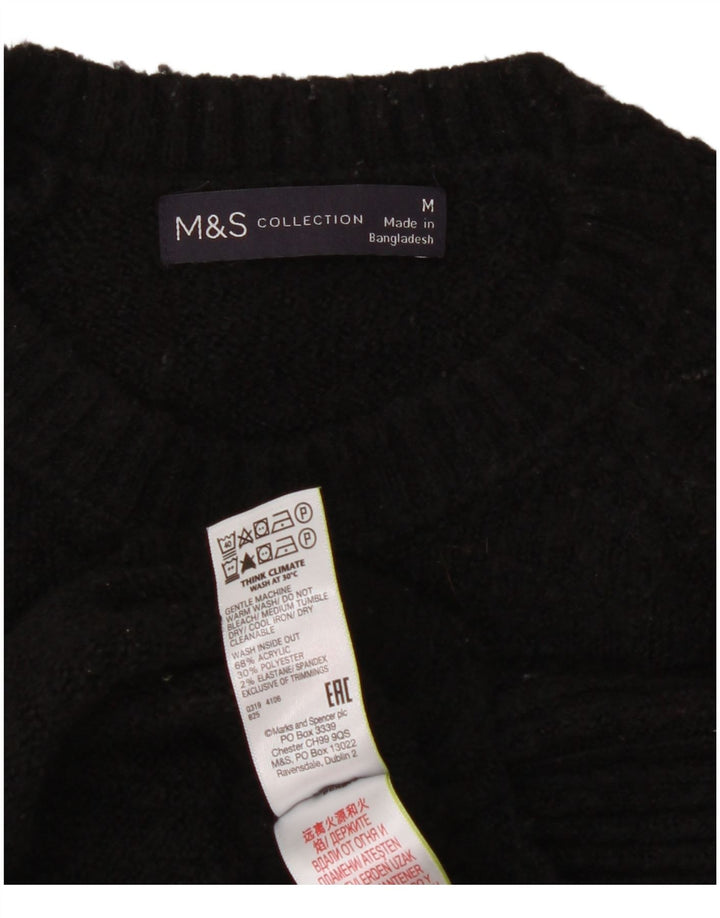 Marks & Spencer Damen Crop Crew Neck Pullover Pullover UK 14 Medium Schwarz