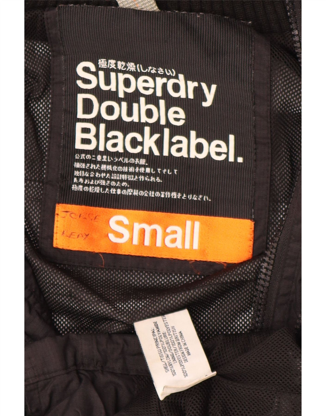 Superdry Herren-Regenjacke mit Grafik, UK 36, Small, schwarzes Nylon